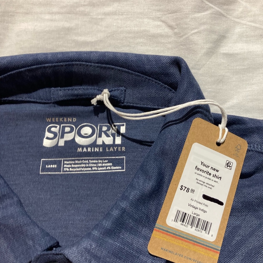 Marine Layer Sport Weekend Air Printed Polo, Men’s size large, NWT! $78 - Picture 4 of 6